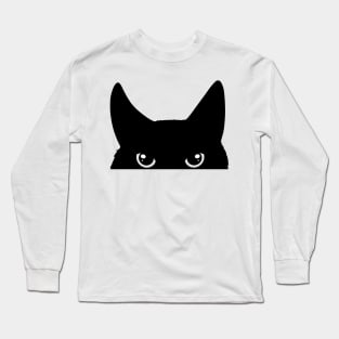 Peeking Black Cat Long Sleeve T-Shirt